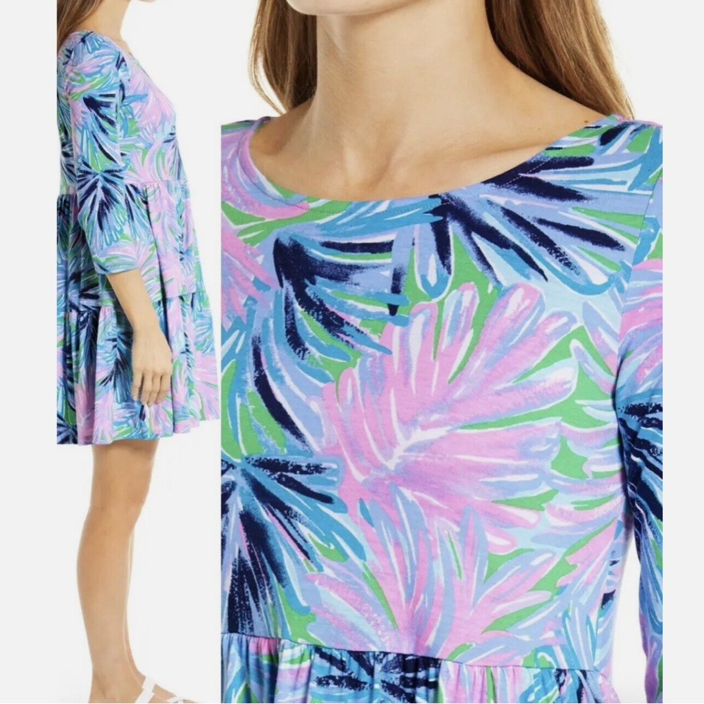 LILLY PULITZER GEANNA GECKO GREEN BEACH BASH COTTON SWING DRESS SIZE XXL